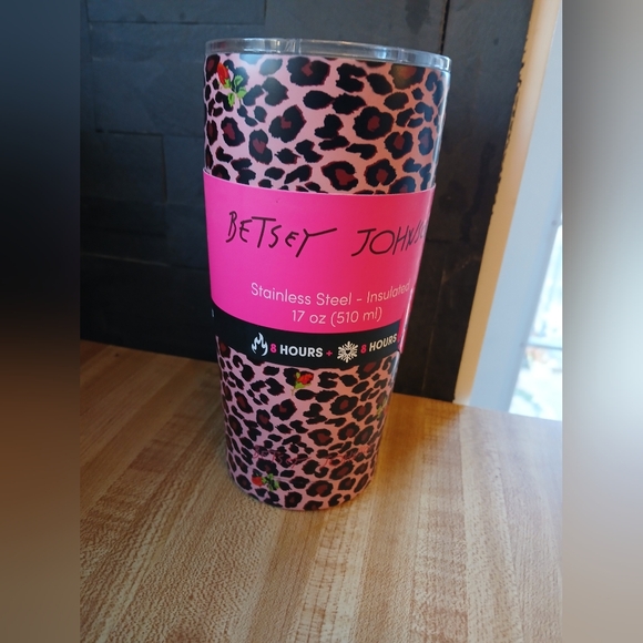 SOLD DO NOT BUY Betsey Johnson NWT 17oz Pink Leopard Tumbler - Picture 2 of 5
